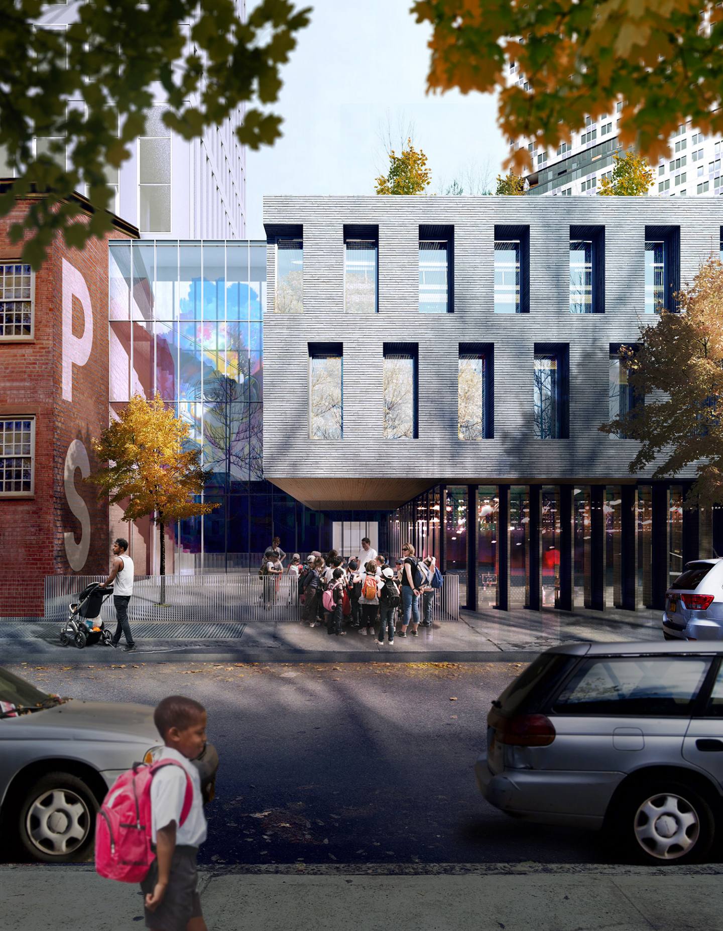 View Of School Looking North Across State Street